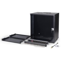 DIGITUS - DN-49207-SET - 19" Netzwerk-Set, 12HE Wandgehäuse und Zubehör, sw