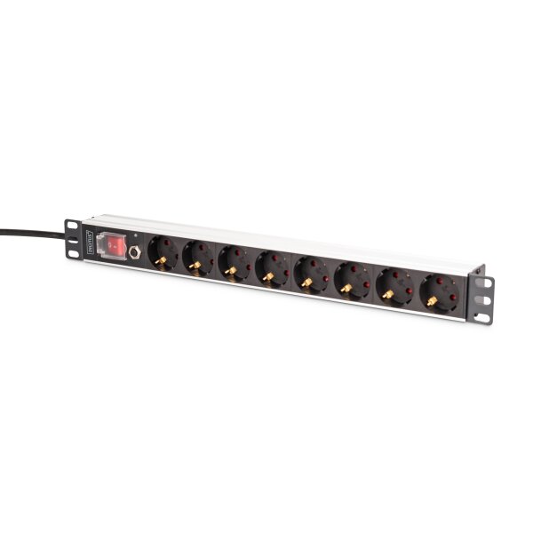 DIGITUS - DN-95436 - 1U Alu PDU, Rackmount, 7x Sicherheit + 1x Ausgang
