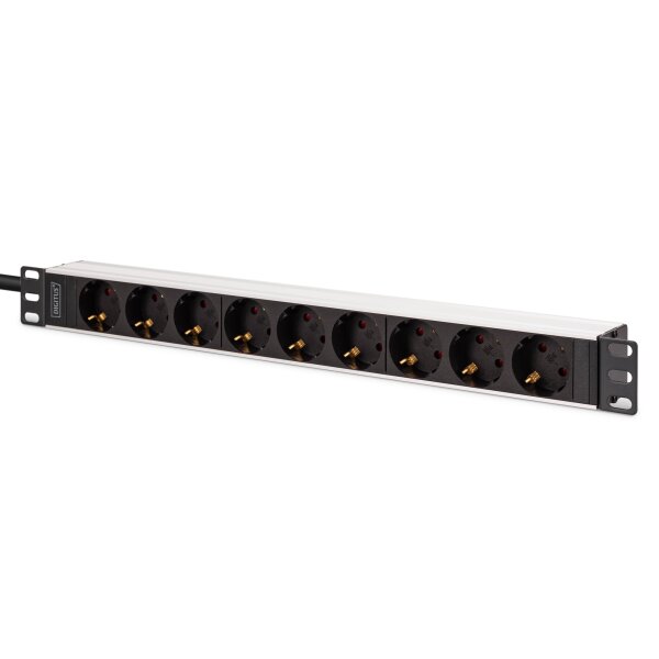 DIGITUS - DN-95440 - 1U Alu PDU, rackmount, 8x Safety outlet, 1x outlet