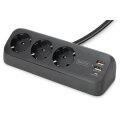 DIGITUS - DA-70625 - 3-Wege-Schreibtisch-Steckdose, schwarz
