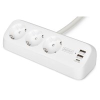 DIGITUS - DA-70626 - 3-Wege-Schreibtisch-Steckdose, weiß