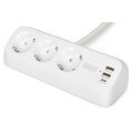 DIGITUS - DA-70626 - 3-Wege-Schreibtisch-Steckdose, weiß