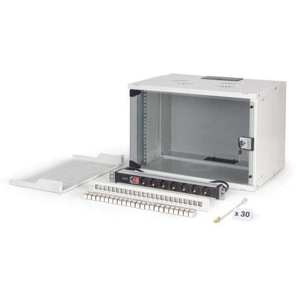 DIGITUS - DN-49202-SET - 19" Netzwerk-Set, 7HE Wandgehäuse und Zubehör, gr