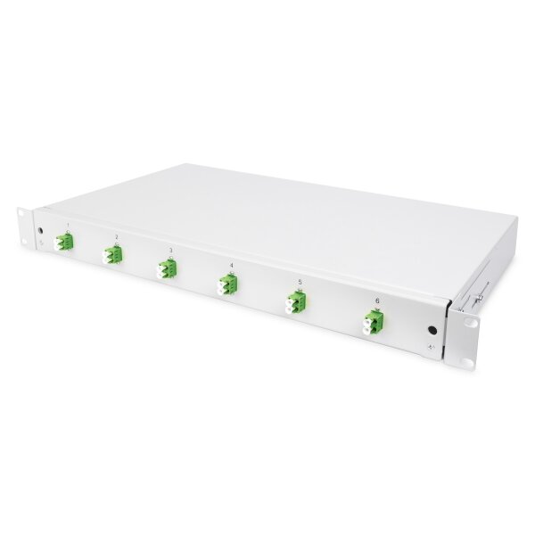 DIGITUS - DN-96330/9APC - FO Spleißbox, 1HE, bestückt, 6x LC DX, OS2, APC