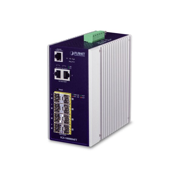 Planet - PL-IGS-10080MFT - Indus. Switch, 8xSFP, 2x GBit