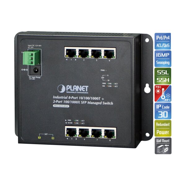 Planet - PL-WGS-4215-8T2S - Switch  8x10/100/1000 +2xSFPGb