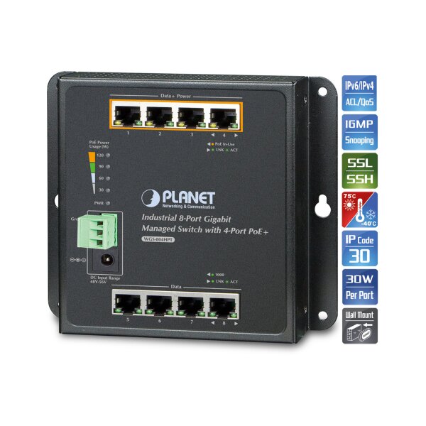 Planet - PL-WGS-804HPT - Switch  8x10/100/1000 +4P PoE+