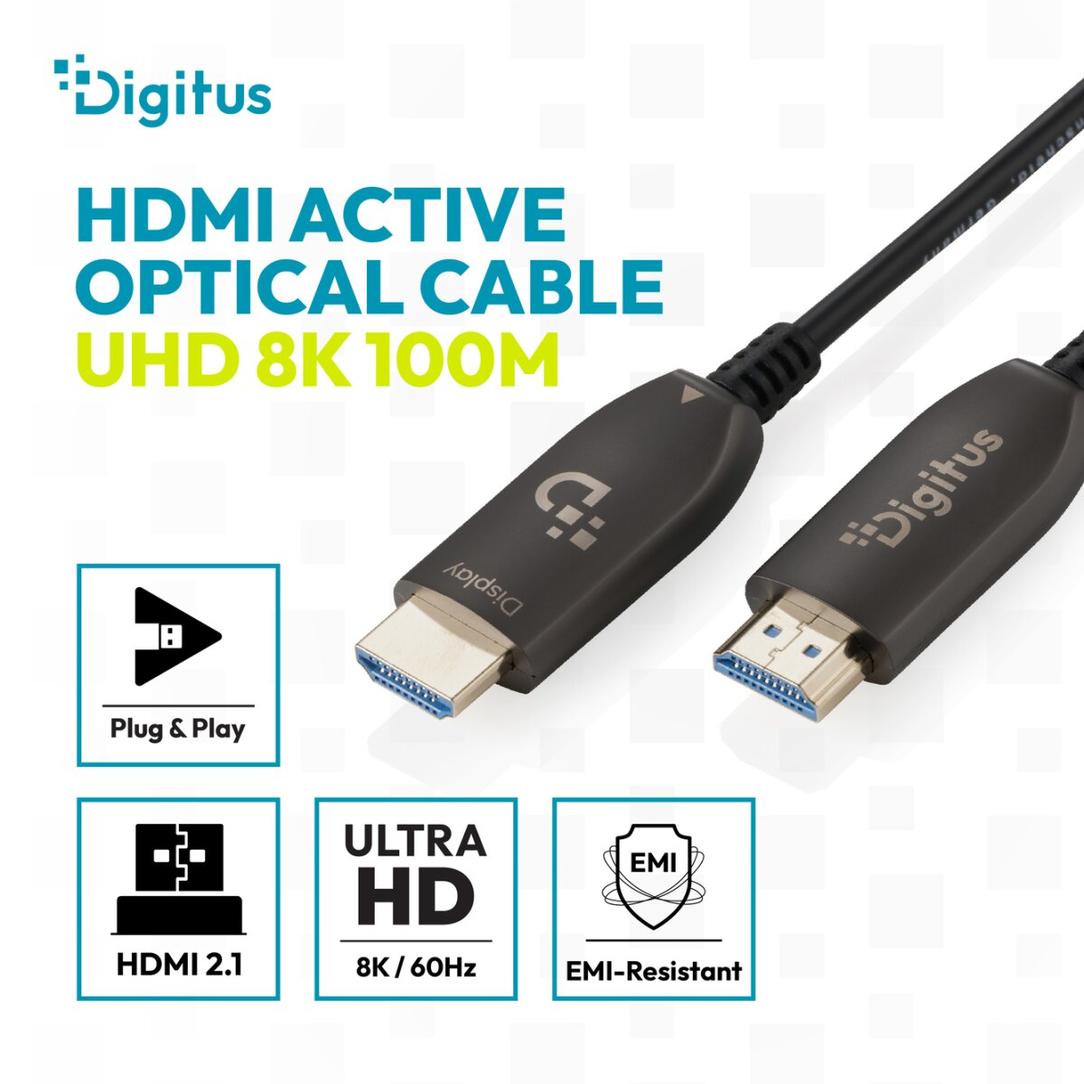 DIGITUS - AK-330126-400-S - HDMI AOC Verbindungskabel, Typ A
