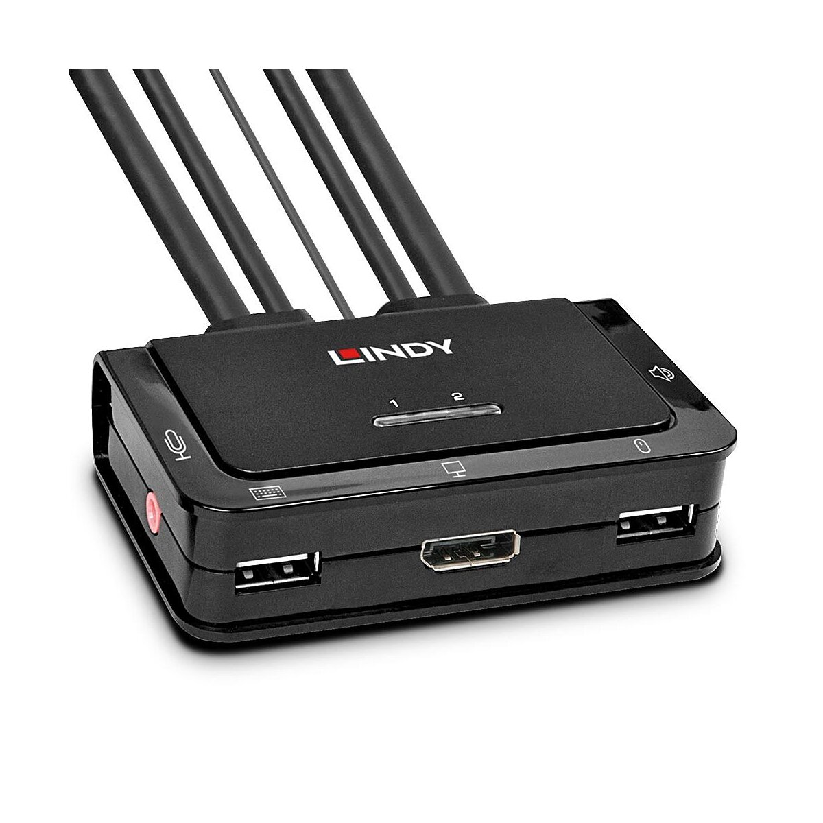 2 Port DisplayPort 1.2, USB 2.0 & Audio Cable KVM Switch