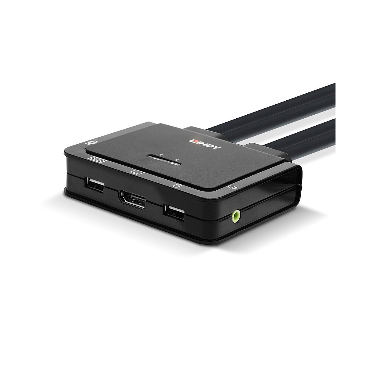 2 Port DisplayPort 1.2, USB Typ C, USB 2.0 & Audio Cable KVM Switch