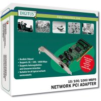 DIGITUS DN-10110 - Gigabit Ethernet PCI Card 32-bit, Inkl. Low Profile Bracket, RTL8169SC Chip
