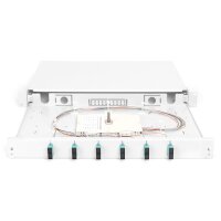 DIGITUS DN-96320/3 - LWL Spleißbox, 1HE, bestückt, 6x SC DX, OM3 inkl. Spleißkass., gefärbte Pigtails, Kupplungen