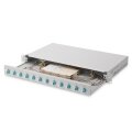 DIGITUS DN-96331/3 - LWL Spleißbox, 1HE, bestückt, 12x LC DX, OM3 inkl. Spleißkass., gefärbte Pigtails, Kupplungen