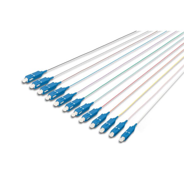 DIGITUS DK-29221-02 - LWL Pigtail-Set, 12 Stk., SC, SM OS2 09/125 µ loose buffer, Farbcode DIN IEC 304, 2 m
