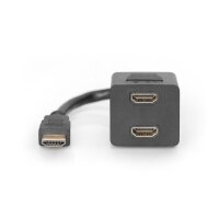 DIGITUS AK-330400-002-S - HDMI Y-Verteilerkabel, Typ A -2xTyp A St/Bu, 0.2m, passiv, Full HD, gold, sw