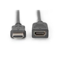 DIGITUS AK-330201-050-S - HDMI High Speed Verlängerungskabel, Typ A St/Bu, 5.0m, m/Ethernet, Full HD@60Hz, gold, sw