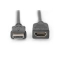 DIGITUS AK-330201-050-S - HDMI High Speed Verlängerungskabel, Typ A St/Bu, 5.0m, m/Ethernet, Full HD@60Hz, gold, sw