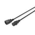 DIGITUS AK-440201-012-S - Netzverlängerungskabel, C14 - C13 St/Bu, 1.2m, H05VV-F3G 0.75qmm, sw
