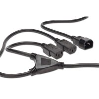 DIGITUS AK-440400-017-S - Netzverteilerkabel, C14 - 2x C13 St/Bu, 1.7m, H05VV-F3G  1.0qmm/0.75qmm, sw