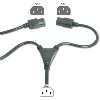 DIGITUS AK-440400-017-S - Netzverteilerkabel, C14 - 2x C13 St/Bu, 1.7m, H05VV-F3G  1.0qmm/0.75qmm, sw
