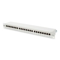 DIGITUS DN-91624S - CAT 6 Patch Panel, geschirmt, 24-port RJ45, 8P8C, LSA, 1HE, Schrankmontage, grau RAL 7035