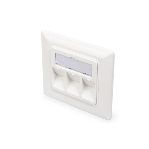 DIGITUS DN-93821 - Frontplatte für Keystone Jacks, 3x RJ45 Staubschutz, 80/80 + Zentralplatte, reinweiß