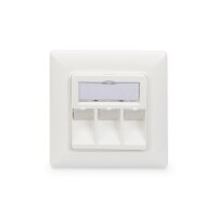 DIGITUS DN-93821 - Frontplatte für Keystone Jacks, 3x RJ45 Staubschutz, 80/80 + Zentralplatte, reinweiß