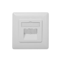 DIGITUS DN-9008-1 - CAT 6A Klasse EA, Anschl.dose, geschir.,2xRJ45,LSA reinweiß, Unterputz, horizontale Kabelinstallation