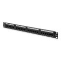 DIGITUS DN-91524U - DIGITUS CAT 5e Patch Panel, ungeschirmt, 24-Port RJ45, 8P8C, LSA, 1HE, Rack Mount, sw, 482x44x109