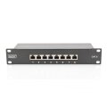 DIGITUS DN-91608S - CAT 6, Klasse E Patch Panel,geschirmt,8-Port RJ45 8P8C, LSA, 1HE, 254 mm(10")Rack Mount, schwarz