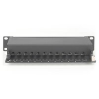 DIGITUS DN-91612S - CAT 6, Klasse E Patch Panel, geschi., 12-Port RJ45 8P8C, LSA, 1HE, 254mm(10")Rack Mount, sw RAL 9005