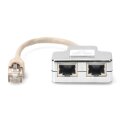 DIGITUS AT-AGCX2 - CAT 5e, 2x 1:1, Patchkabel-Adapter, geschirmt 2x RJ45-Buchse zu 1x RJ45-Stecker, Länge 0,19 m