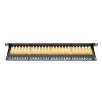 DIGITUS DN-91624U-SL-SH - CAT 6 Patch Panel,ungeschirmt,24-Port RJ45 mit Klappen, 8P8C, LSA, 0,5HE, 19" rack mount, sw