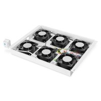 DIGITUS DN-19-FAN-6-SRV - Dachlüftereinheit für Unique Serverschränke 6 Lüfter, Thermostat, Schalter, grau (RAL 7035)