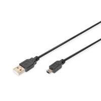 DIGITUS AK-300130-018-S - USB 2.0 Anschlusskabel, Typ A - mini B (5pin) St/St, 1.8m, USB 2.0 konform, sw