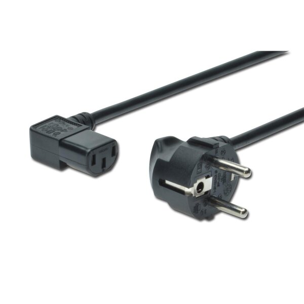 DIGITUS AK-440102-018-S - Netzanschlussk.CEE 7/7 (Typ-F) - C13, 90ø gewink. M/F, 1.8m, H05VV-F3G 0.75qmm, schwarz
