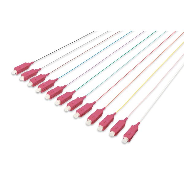 DIGITUS DK-25221-02/4 - LWL Pigtail-Set, 12 Stk., SC, MM OM4 50/125 µ loose buffer, Farbcode DIN IEC 304, 2 m
