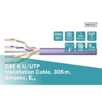 DIGITUS DK-1613-VH-305 - CAT 6 U-UTP Installationskabel, 250 MHz Eca (EN 50575), AWG 23/1, Simplex, Violett