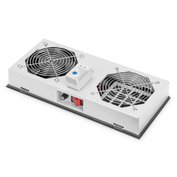 DIGITUS DN-19-FAN-1-WM-I - Dachlüftereinheit für IP55 Wandgehäuse gefil., 1 Lüfter, Therm., Schalter,Grau (RAL 7035)
