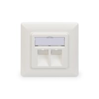 DIGITUS DN-93801-1 - Frontplatte für Keystone Jacks, 2x RJ45 Staubschutz, 80x80 + Zentralplatte, reinweiß