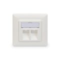 DIGITUS DN-93801-1 - Frontplatte für Keystone Jacks, 2x RJ45 Staubschutz, 80x80 + Zentralplatte, reinweiß