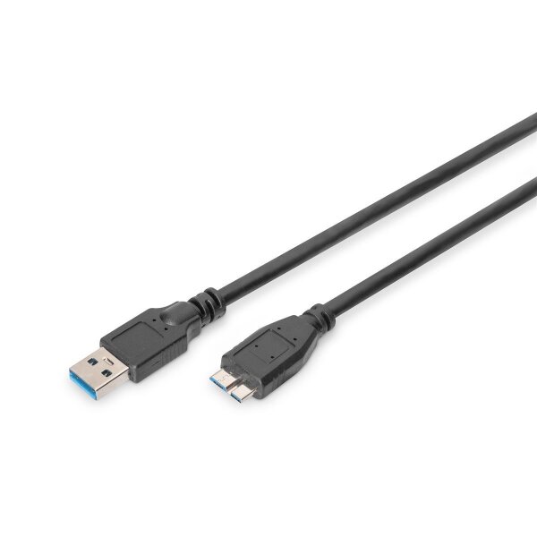 DIGITUS AK-300116-010-S - USB 3.0 Anschlusskabel, Typ A - mikro B St/St, 1.0m, USB 3.0 konform, sw