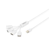 DIGITUS DA-70216 - USB 2.0 Kabel Hub, 4-Ports 4x USB A/F, 1xUSB A male, DC 2.5mm für option. PSU