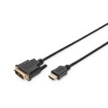 DIGITUS AK-330300-030-S - HDMI Adapterkabel, Typ A-DVI(18+1) St/St,  3.0m, Full HD, sw