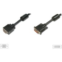 DIGITUS AK-320300-020-S - DVI Adapterkabel, DVI(24+5) - HD15, 2x Ferrit St/St, 2.0m, DVI-I Dual Link, sw