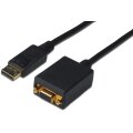 DIGITUS AK-340403-001-S - DisplayPort Adapterkabel, DP - HD15 St/Bu, 0.15m,m/Verriegelung DP 1.2 komp., CE, sw