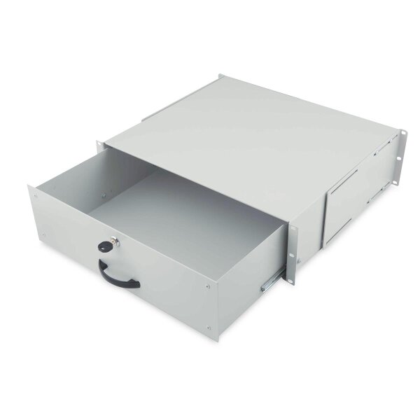 DIGITUS DN-19-KEY-3U - 3HE abschl. Dokumentenabl. m. Griff 132x481x400 mm, Farbe grau (RAL 7035)