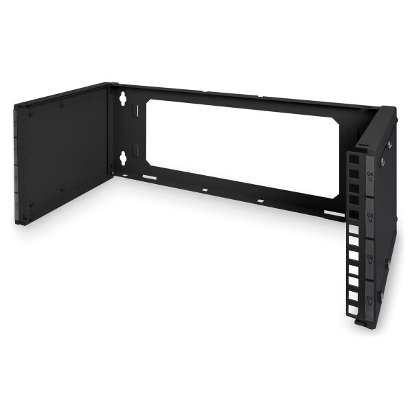 DIGITUS DN-19-PB-4U-SW - 4HE Wandmontage Patch-Halter,195x505x250 mm tiefenverstellbar, stapelbar, schwarz (RAL 9005)