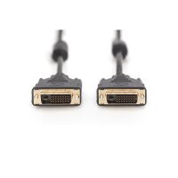 DIGITUS AK-320101-100-S - DVI Anschlusskabel, DVI(24+1), 2x Ferrit St/St,10.0m, DVI-D Dual Link, sw