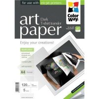 Termotransferpapier ColorWay (Schwarz) nur für dunkler Textil geeignet 120g/m², A4, 5 St.  (PTW120005A4)